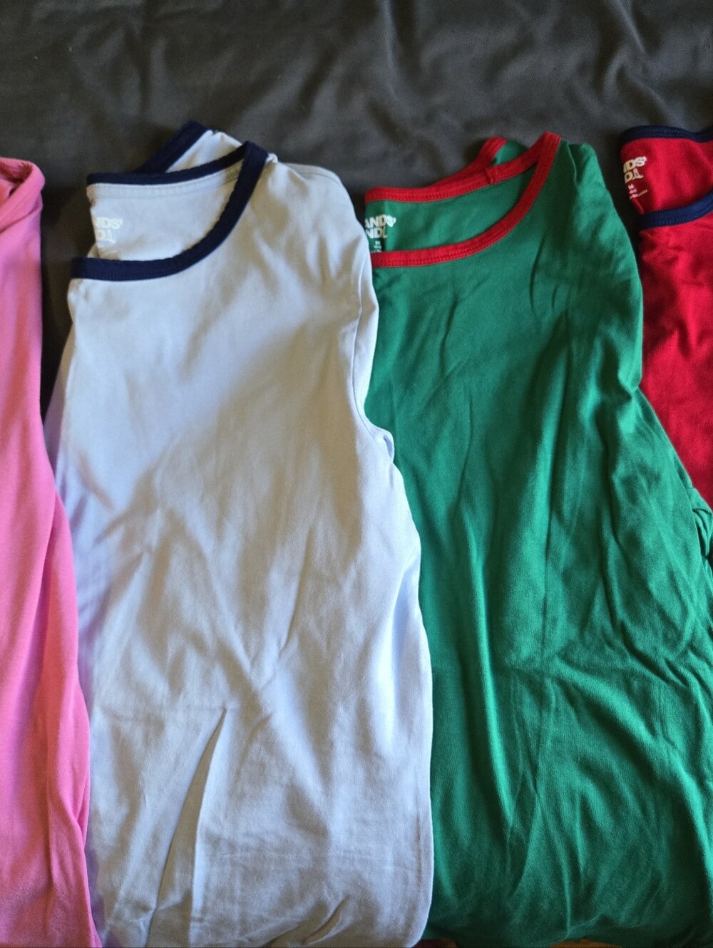 Land's End, Lot Of 4 Pajama Tops - Green, Light Blue, Pink, Red. Medium